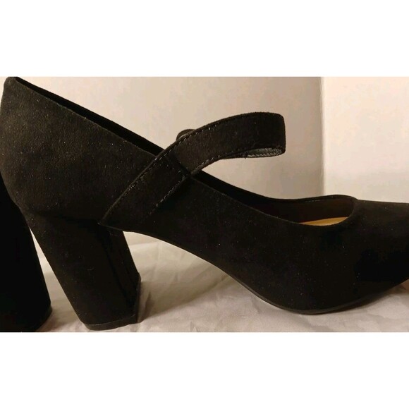 Comfort Est.1946 Womens Black Faux Suede Mary Jane Pumps Size 8 Chunky Heel - Picture 5 of 16